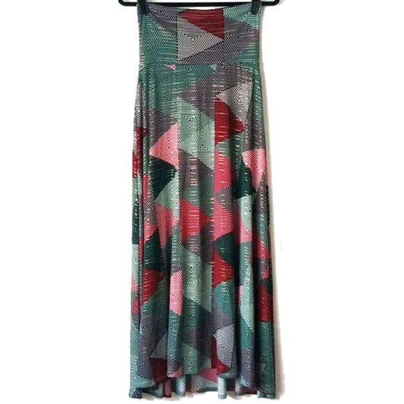 LulaRoe Bandeau Dress Foldover Maxi Skirt XS Metallic Geo Stripes - Picture 1 of 8